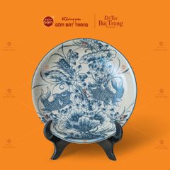 Đĩa Trưng Bày Men Rạn Song Ngư Cát Hạnh