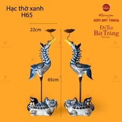 Hạc Thờ Xanh Men Lam Vẽ Vàng (Chiếc)