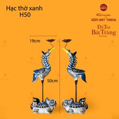 Hạc Thờ Xanh Men Lam Vẽ Vàng (Chiếc)