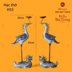 Hạc Thờ Trắng Men Lam Vẽ Vàng (Chiếc)