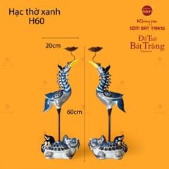 Hạc Thờ Xanh Men Lam Vẽ Vàng (Chiếc)