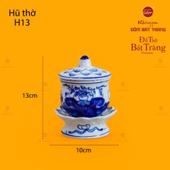 Hũ Thờ Men Lam Họa Tiết Hoa Sen