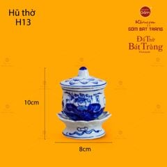 Hũ Thờ Men Lam Họa Tiết Hoa Sen