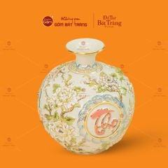 Quả Hút Lộc Men Rạn Trắng Vẽ Vàng Phúc Lộc Thọ