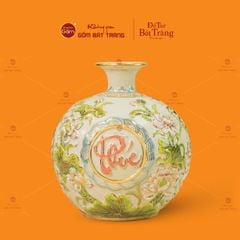 Quả Hút Lộc Men Rạn Trắng Vẽ Vàng Phúc Lộc Thọ