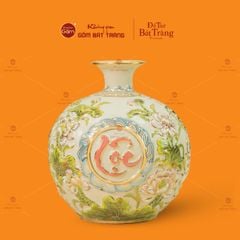 Quả Hút Lộc Men Rạn Trắng Vẽ Vàng Phúc Lộc Thọ