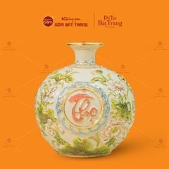 Quả Hút Lộc Men Rạn Trắng Vẽ Vàng Phúc Lộc Thọ