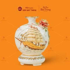 Quả Hút Lộc Men Trắng Vẽ Vàng Thuận Buồm Xuôi Gió