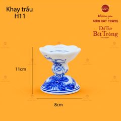 Khay Trầu Men Lam Họa Tiết Hoa Sen