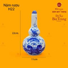 Nậm Rượu Thờ Men Lam Họa Tiết Hoa Sen