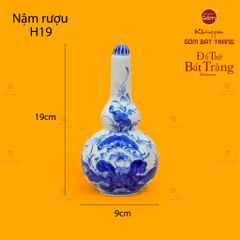 Nậm Rượu Thờ Men Lam Họa Tiết Hoa Sen