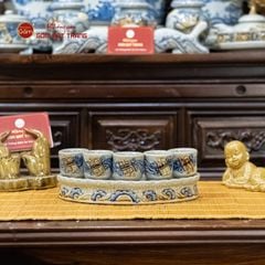 Bộ Kỷ 5 Chén Thờ Cong Men Rạn
