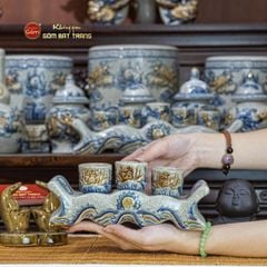 Bộ Kỷ Ngai 3 Chén Thờ Men Rạn