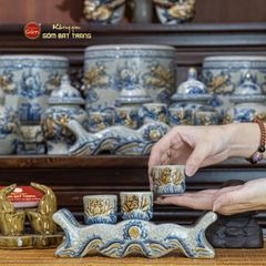 Bộ Kỷ Ngai 3 Chén Thờ Men Rạn