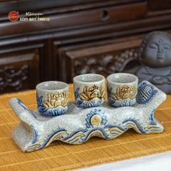 Bộ Kỷ Ngai 3 Chén Thờ Men Rạn