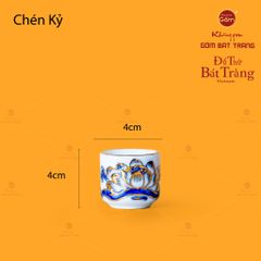 Bộ Kỷ Ngai 3 Chén Thờ Men Lam Nổi Vẽ Vàng
