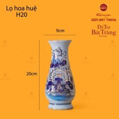 Lọ Hoa Huệ Thờ Men Lam Vẽ Vàng Họa Tiết Hoa Sen