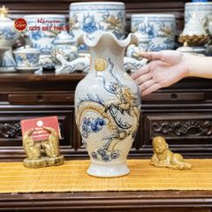 Lọ Hoa Miệng Lượn Men Rạn Họa Tiết Hồi Long Hướng Nhật
