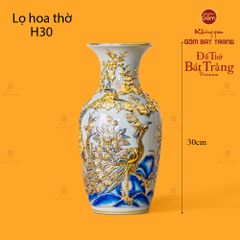 Lọ Hoa Thờ Men Hoàng Tộc Vẽ Vàng Họa Tiết Công Đào