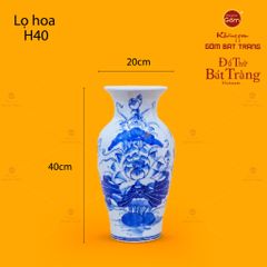 Lọ Hoa Thờ Men Lam Họa Tiết Hoa Sen