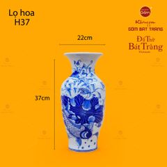 Lọ Hoa Thờ Men Lam Họa Tiết Sen Cá