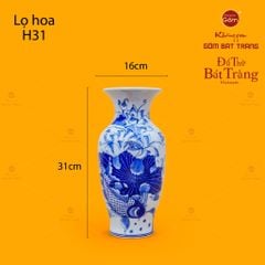Lọ Hoa Thờ Men Lam Họa Tiết Sen Cá