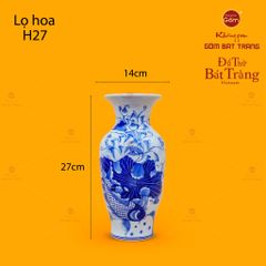 Lọ Hoa Thờ Men Lam Họa Tiết Sen Cá