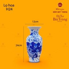 Lọ Hoa Thờ Men Lam Họa Tiết Sen Cá