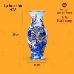 Lọ Hoa Thờ Men Lam Nổi Khổng Tước Vẽ Vàng