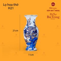 Lọ Hoa Thờ Men Lam Nổi Khổng Tước Vẽ Vàng