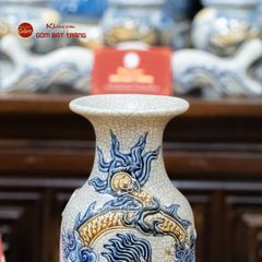 Lọ Hoa Thờ Men Rạn Họa Tiết Cá Chép Hóa Rồng