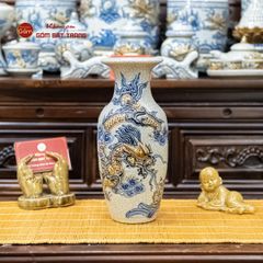 Lọ Hoa Thờ Men Rạn Họa Tiết Cá Chép Hóa Rồng