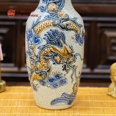 Lọ Hoa Thờ Men Rạn Họa Tiết Cá Chép Hóa Rồng