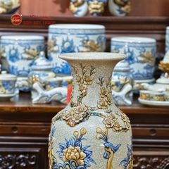 Lọ Hoa Thờ Men Rạn Họa Tiết Công Đào