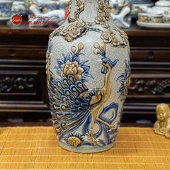 Lọ Hoa Thờ Men Rạn Họa Tiết Công Đào