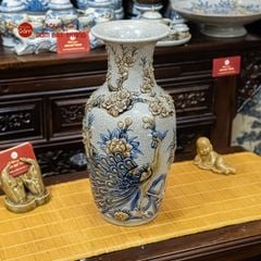 Lọ Hoa Thờ Men Rạn Họa Tiết Công Đào