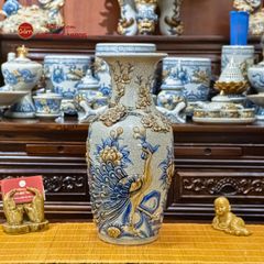 Lọ Hoa Thờ Men Rạn Họa Tiết Công Đào