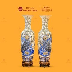 Lộc Bình Men Hoàng Thổ Công Đào Đắp Nổi