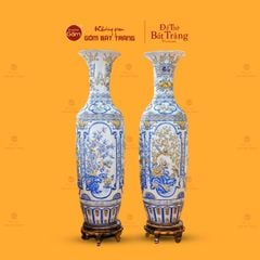 Lộc Bình Men Rạn Tứ Cảnh Đắp Nổi