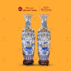 Lộc Bình Men Rạn Phúc Lộc Thọ Đắp Nổi