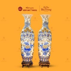 Lộc Bình Men Hoàng Thổ Phúc Lộc Thọ Đắp Nổi