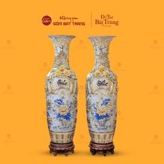 Lộc Bình Men Rạn Phúc Đức Đắp Nổi Vẽ Vàng