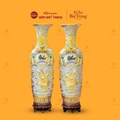 Lộc Bình Men Rạn Phúc Đức Đắp Nổi Dát Vàng