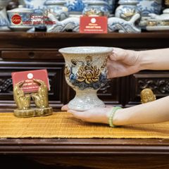 Ly Phật Thủ Men Rạn Họa Tiết Hoa Sen