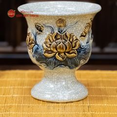 Ly Phật Thủ Men Rạn Họa Tiết Hoa Sen
