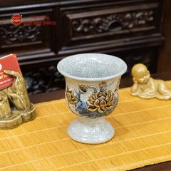 Ly Phật Thủ Men Rạn Họa Tiết Hoa Sen