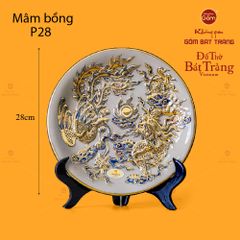 Mâm Bồng Men Hoàng Tộc Vẽ Vàng Họa Tiết Long Phụng Trình Tường