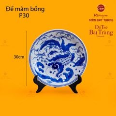 Mâm Bồng Men Lam Họa Tiết Lý Ngư Vọng Nguyệt