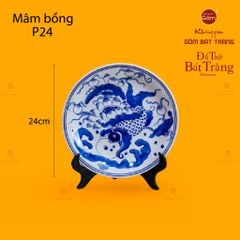 Mâm Bồng Men Lam Họa Tiết Lý Ngư Vọng Nguyệt