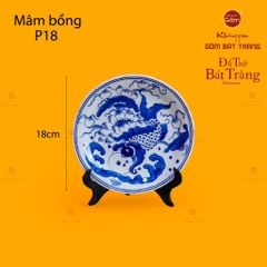 Mâm Bồng Men Lam Họa Tiết Lý Ngư Vọng Nguyệt